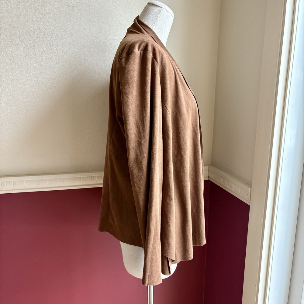 Live A Little faux suede open drape front‎ jacket - Picture 4 of 12
